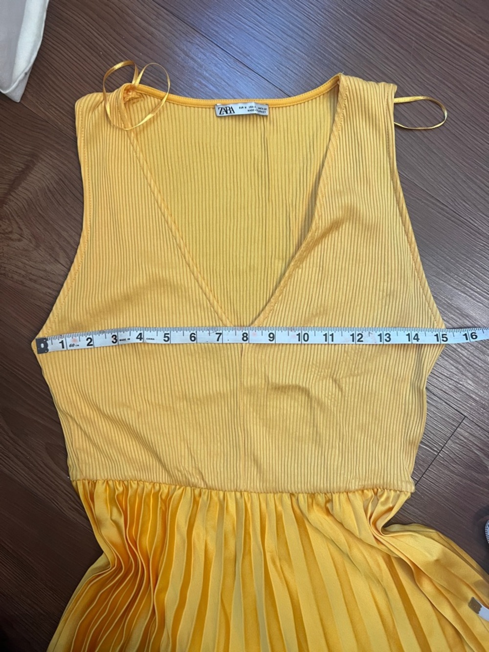 Zara Golden Yellow Sleeveless Pleated Maxi Dress - Picture 7 of 8